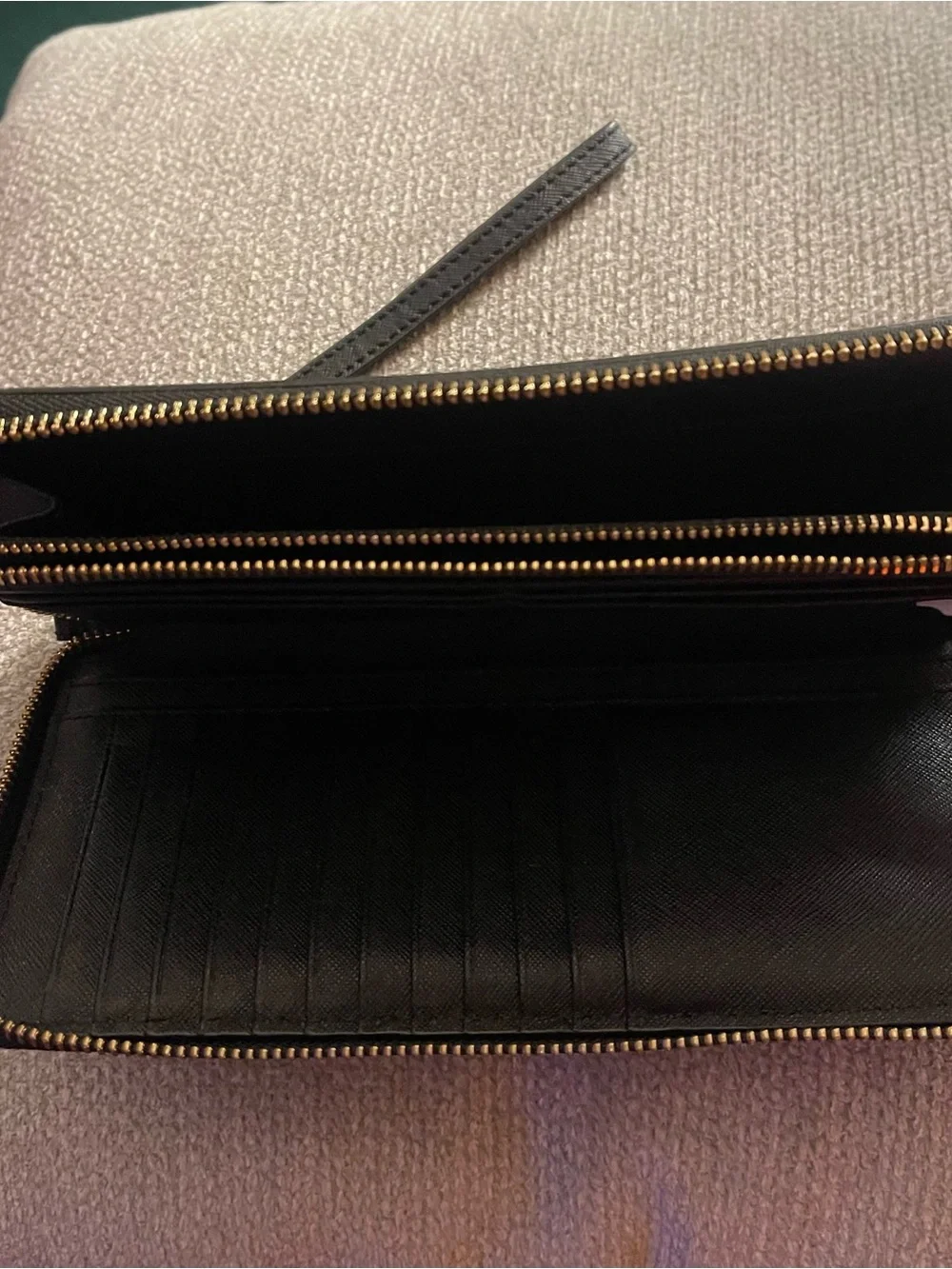 Tory Burch Black & Gold Zip Wristlet Wallet